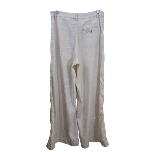 Anthropologie Maeve The Avery Pleated Wide Leg Trousers Linen Edition Size 8 - Picture 3 of 9